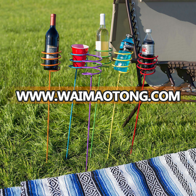 High quality colorful outdoor beach Lawn Beverage Cans stakes holder custom-made available