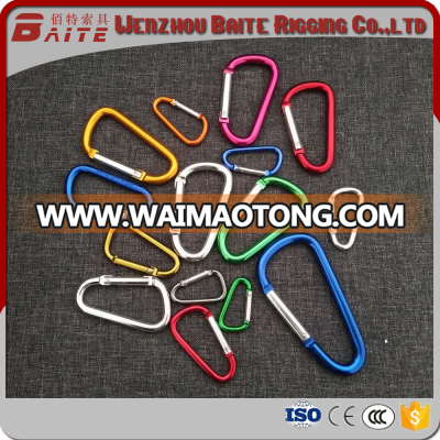 Hot sale red color D type 7*76mm Aluminum Carabiner Snap Hook